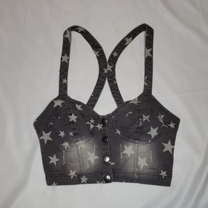 Nollie Distressed Denim Crop Top